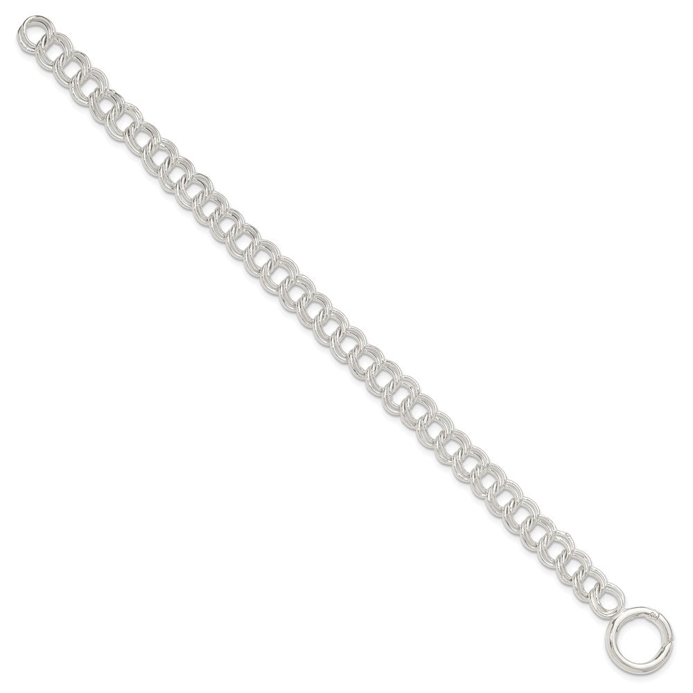 Sterling Silver Polished Double Link 8in Charm Bracelet QG6399-7