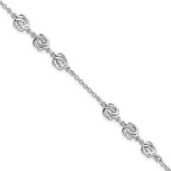 Sterling Silver Rhodium-plated Love Knot 7in w/1in Ext. Bracelet QG6401-7
