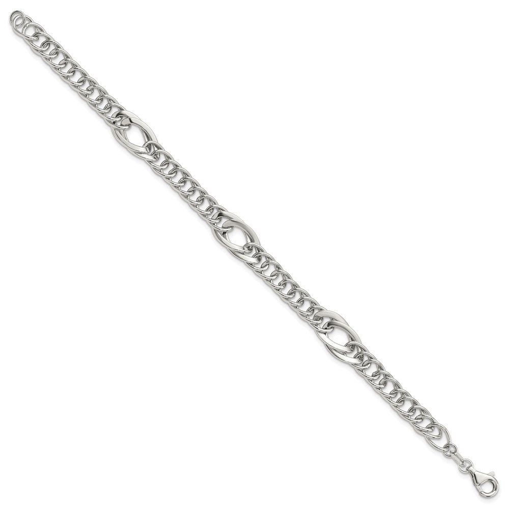 Sterling Silver Rhodium-plated Polished Fancy Link 7.5in Bracelet QG6404-7.5