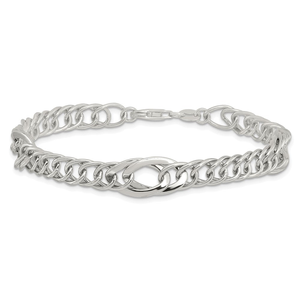 Sterling Silver Rhodium-plated Polished Fancy Link 7.5in Bracelet QG6404-7.5