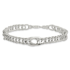 Sterling Silver Rhodium-plated Polished Fancy Link 7.5in Bracelet QG6404-7.5