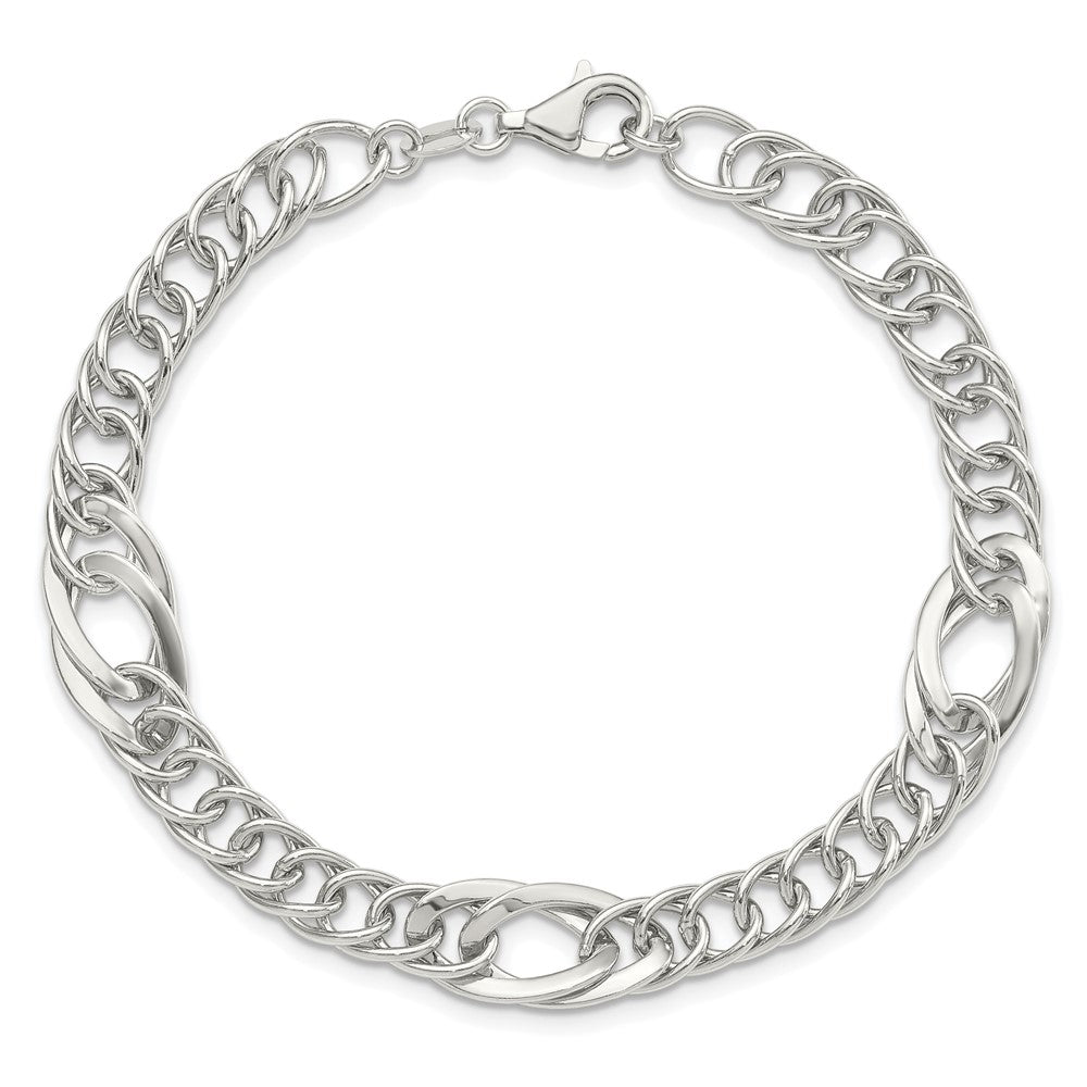 Sterling Silver Rhodium-plated Polished Fancy Link 7.5in Bracelet QG6404-7.5