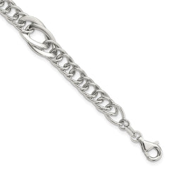 Sterling Silver Rhodium-plated Polished Fancy Link 7.5in Bracelet QG6404-7.5