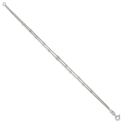 Sterling Silver Rhodium-plated Polished Beaded 2 Strand 7.5in Bracelet QG6419-7.5