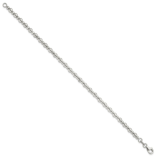 Sterling Silver Rhodium-plated Beaded 7.5in Bracelet QG6420-7.5