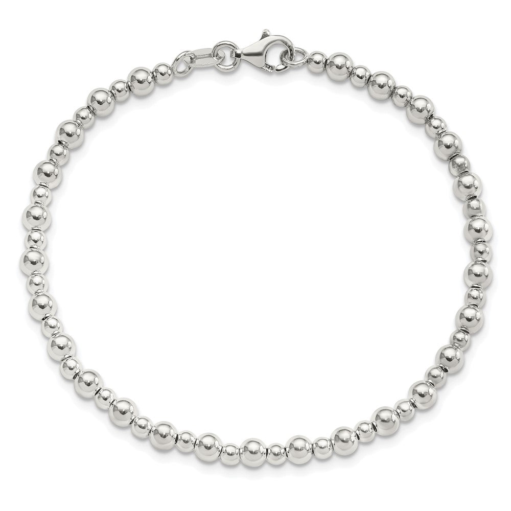 Sterling Silver Rhodium-plated Beaded 7.5in Bracelet QG6420-7.5