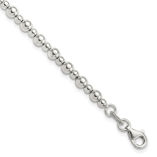 Sterling Silver Rhodium-plated Beaded 7.5in Bracelet QG6420-7.5