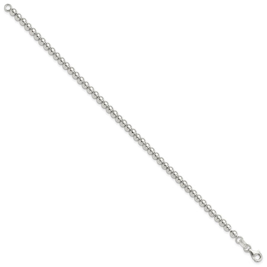 Sterling Silver Rhodium-plated 4mm Beaded 7.5in Bracelet QG6421-7.5