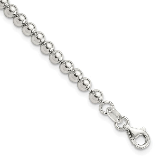 Sterling Silver Rhodium-plated 4mm Beaded 7.5in Bracelet QG6421-7.5