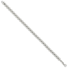 Sterling Silver Rhodium-plated 6mm Beaded 7.5in Bracelet QG6422-7.5