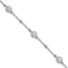 Sterling Silver Rhodium-plated CZ Link 7in w/1in ext. Bracelet QG6424-7