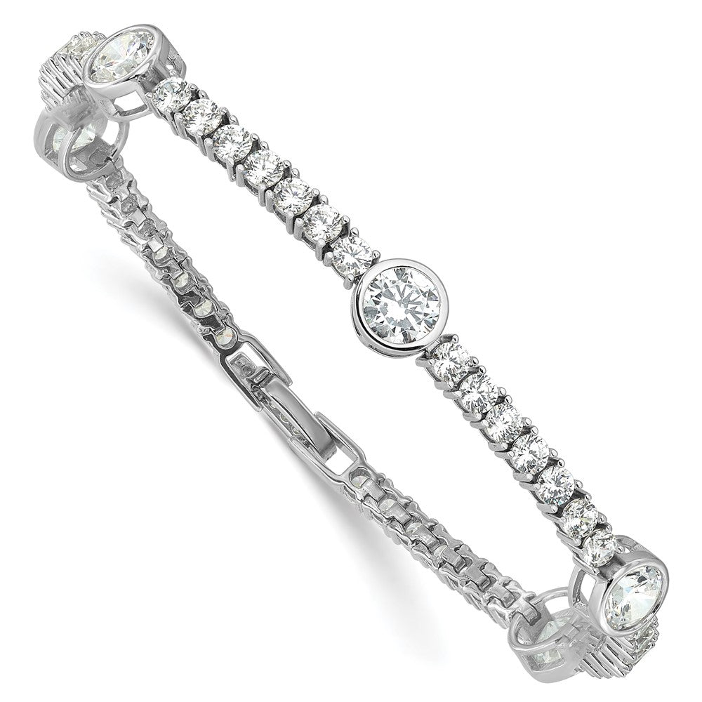 Sterling Silver Rhodium-plated CZ 7in Tennis Bracelet QG6425-7