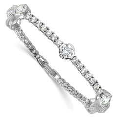 Sterling Silver Rhodium-plated CZ 7in Tennis Bracelet QG6425-7