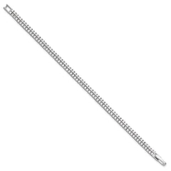 Sterling Silver Rhodium-plated Double Row CZ 7.25in Tennis Bracelet QG6428-7.25