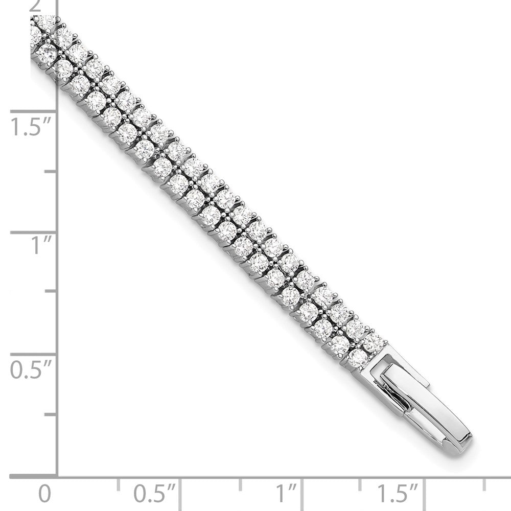 Sterling Silver Rhodium-plated Double Row CZ 7.25in Tennis Bracelet QG6428-7.25