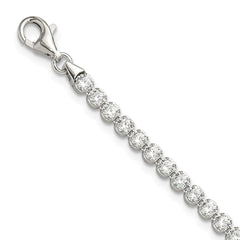 Sterling Silver Rhodium-plated 3 mm Round CZ 7.5in Tennis Bracelet QG6429-7.5