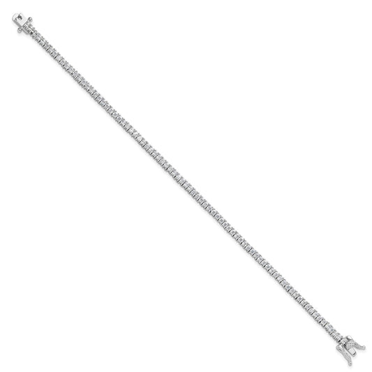 Sterling Silver Rhodium-plated 3mm Princess Cut CZ 7.75in Tennis Bracelet QG6430-7.75