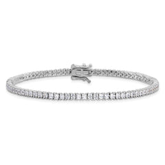 Sterling Silver Rhodium-plated 3mm Princess Cut CZ 7.75in Tennis Bracelet QG6430-7.75