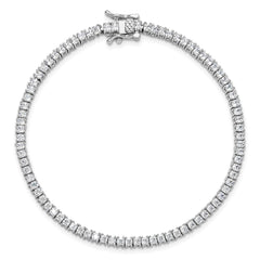 Sterling Silver Rhodium-plated 3mm Princess Cut CZ 7.75in Tennis Bracelet QG6430-7.75