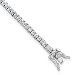Sterling Silver Rhodium-plated 3mm Princess Cut CZ 7.75in Tennis Bracelet QG6430-7.75