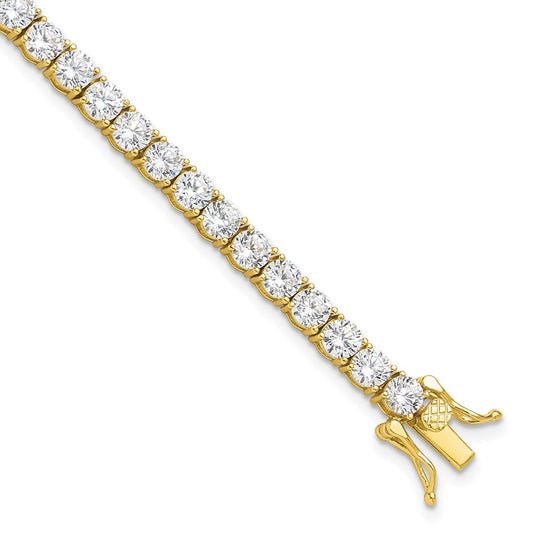 Sterling Silver Gold-tone 4mm CZ 7.5in Tennis Bracelet QG6432GP-7.5