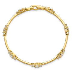 Sterling Silver Gold-tone CZ 7in Bracelet QG6435GP-7