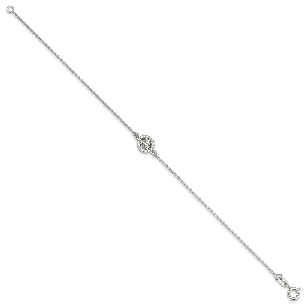 Sterling Silver Rhodium-plated Halo CZ 7.25in Bracelet QG6439-7.25