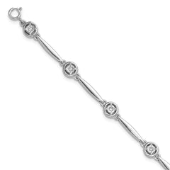 Sterling Silver Rhodium-plated Polished CZ w/ 2.25in ext. Bracelet QG6443-6.75