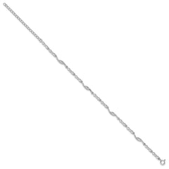 Sterling Silver Rhodium-plated Polished CZ w/2in ext. Bracelet QG6444-6.5