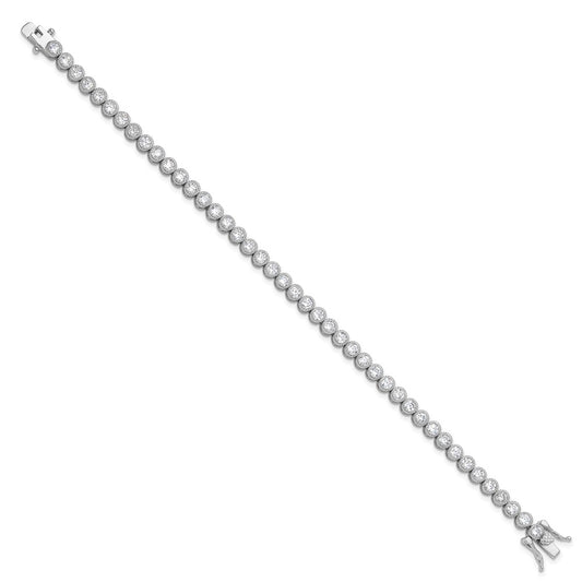 Sterling Silver Rhodium-plated 3.5 mm Round CZ 7.5in Tennis Bracelet QG6457-7.5