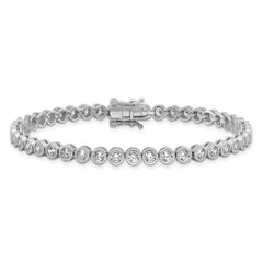 Sterling Silver Rhodium-plated 3.5 mm Round CZ 7.5in Tennis Bracelet QG6457-7.5