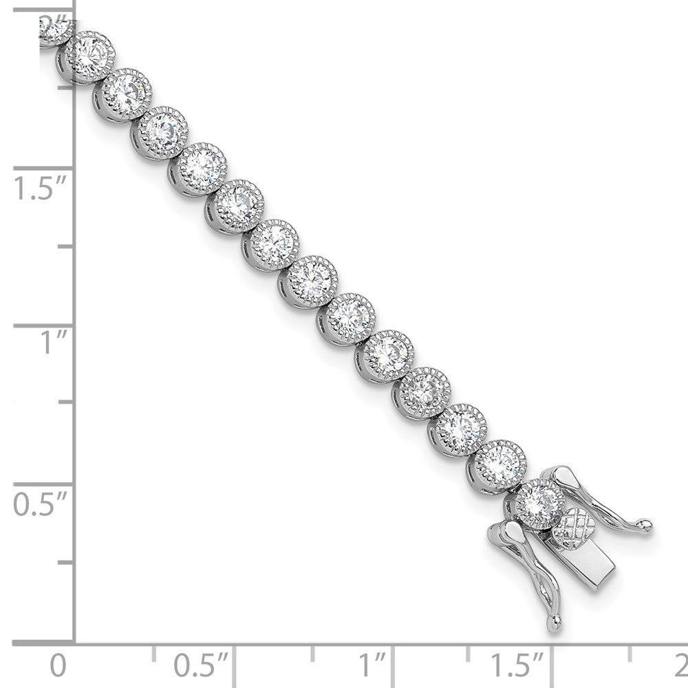 Sterling Silver Rhodium-plated 3.5 mm Round CZ 7.5in Tennis Bracelet QG6457-7.5