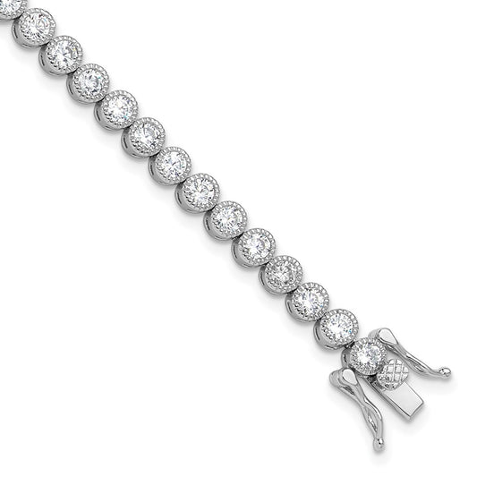 Sterling Silver Rhodium-plated 3.5 mm Round CZ 7.5in Tennis Bracelet QG6457-7.5