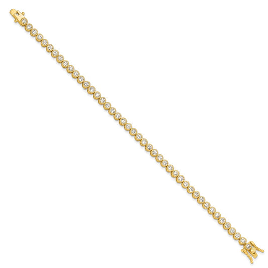 Sterling Silver Gold-tone 4mm Round CZ 7.5in Tennis Bracelet QG6457GP-7.5