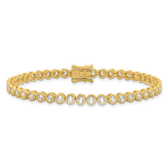 Sterling Silver Gold-tone 4mm Round CZ 7.5in Tennis Bracelet QG6457GP-7.5