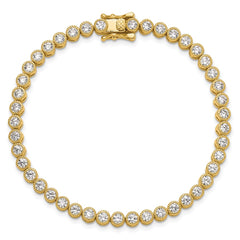 Sterling Silver Gold-tone 4mm Round CZ 7.5in Tennis Bracelet QG6457GP-7.5