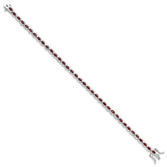 Sterling Silver Rhodium-plated with Red and White CZ 7.5in Bracelet QG6482-7.5