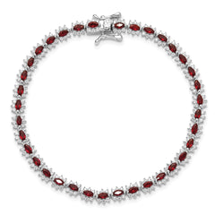 Sterling Silver Rhodium-plated with Red and White CZ 7.5in Bracelet QG6482-7.5