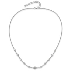 Sterling Silver Rhodium-plated Fancy 16in w/2in ext CZ Necklace QG6487-16
