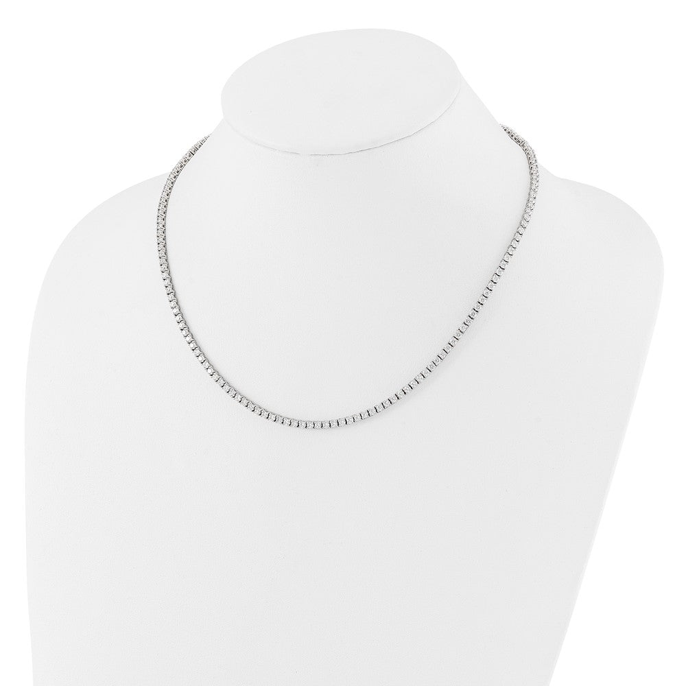 Sterling Silver Rhodium-plated Polished CZ Tennis Necklace QG6490-18.25