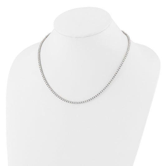 Sterling Silver Rhodium-plated Polished CZ Tennis Necklace QG6490-18.25