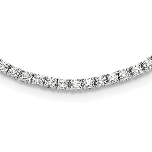 Sterling Silver Rhodium-plated Polished CZ Tennis Necklace QG6490-18.25