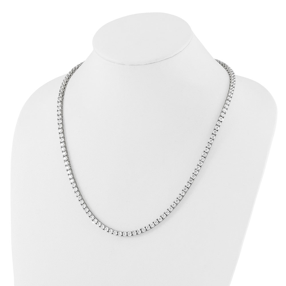 Sterling Silver Rhodium-plated 4mm CZ 22in Tennis Necklace QG6491-22