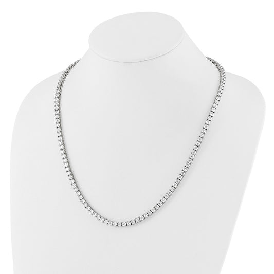 Sterling Silver Rhodium-plated 4mm CZ 22in Tennis Necklace QG6491-22