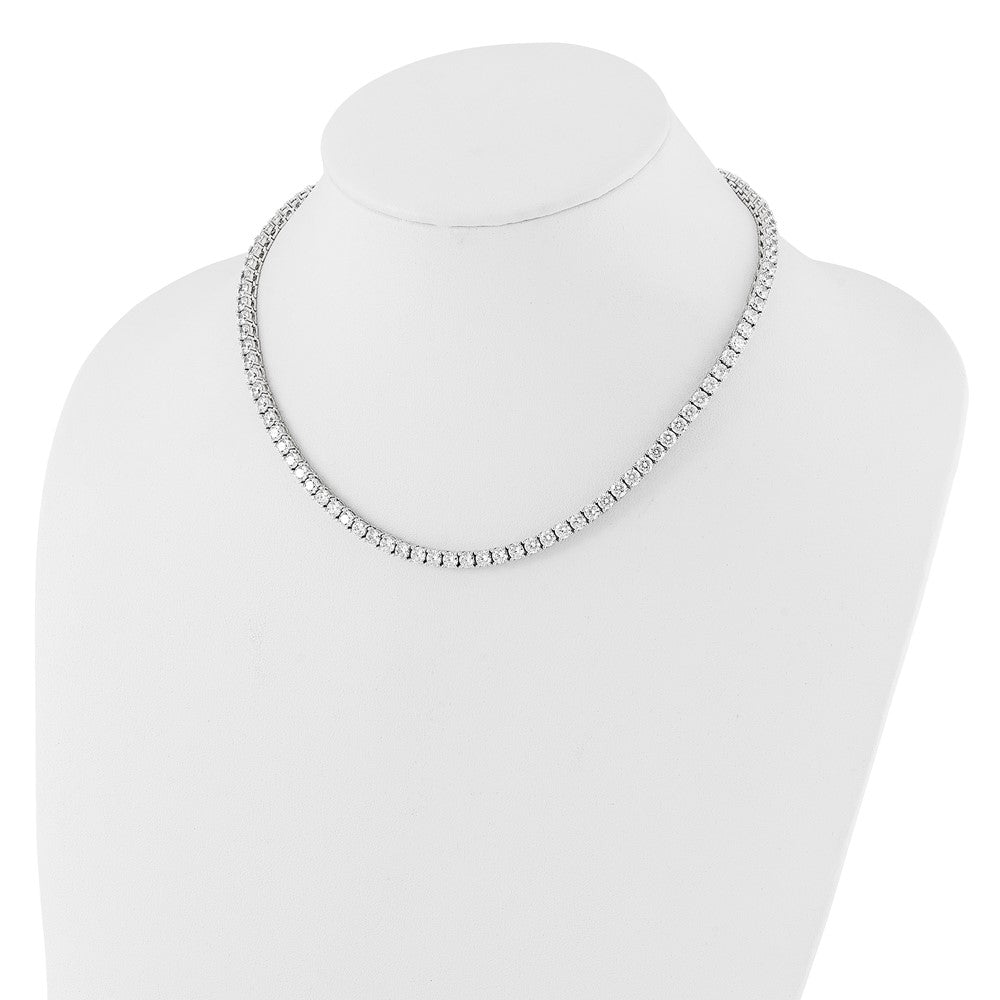 Sterling Silver Rhodium-plated 4mm CZ 17in Tennis Necklace QG6492-17