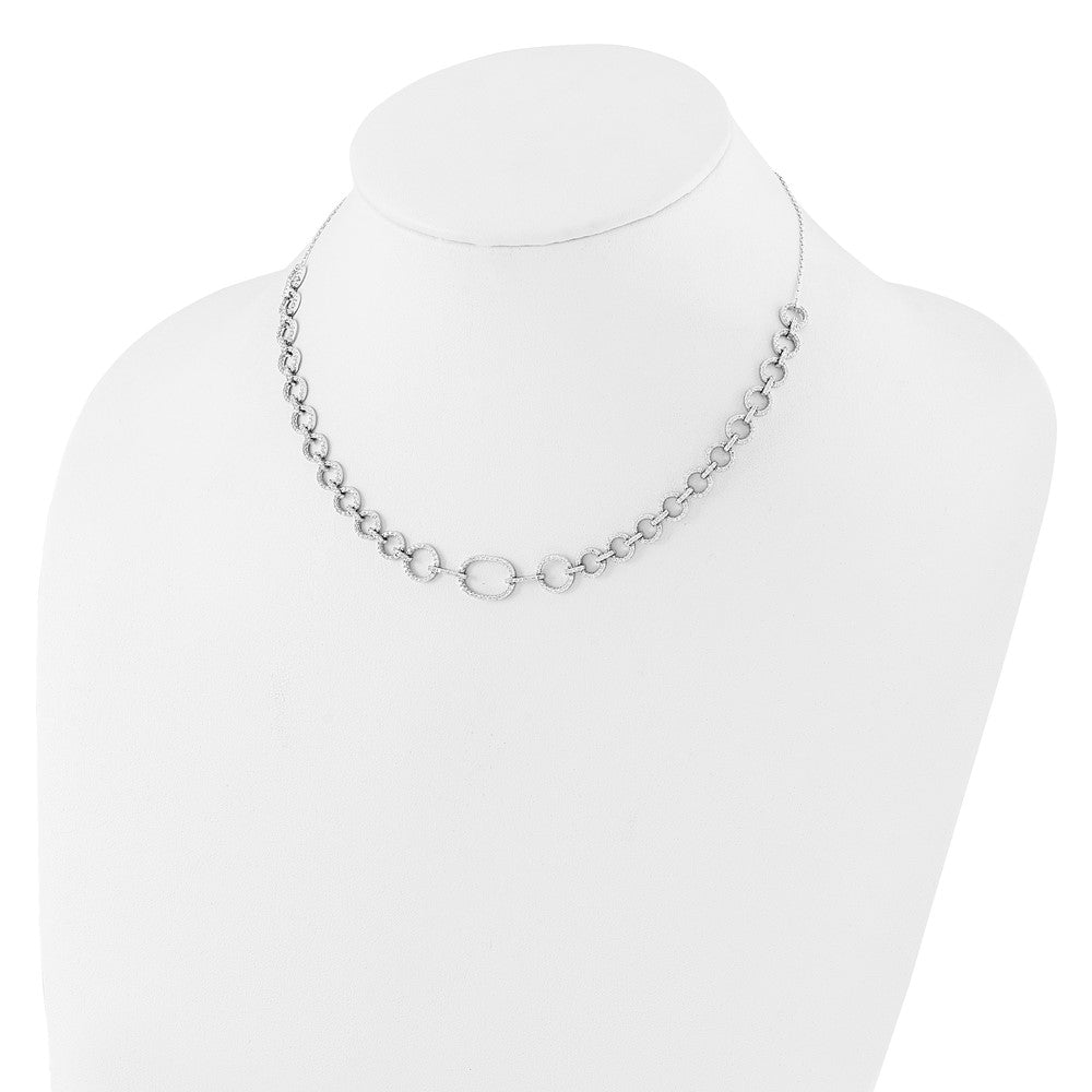 Sterling Silver Rhodium-plated CZ Circle Open Link 16in w/2in ext Necklace QG6493-16
