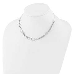 Sterling Silver Rhodium-plated CZ Circle Open Link 16in w/2in ext Necklace QG6493-16