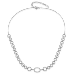 Sterling Silver Rhodium-plated CZ Circle Open Link 16in w/2in ext Necklace QG6493-16