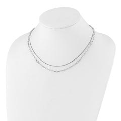 Sterling Silver Rhodium-plated CZ 2 Strand 17in w/2in ext. Necklace QG6495-17