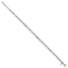 Sterling Silver Rhodium-plated CZ 2 Strand 6.75in w/1in ext. Bracelet QG6495-6.75